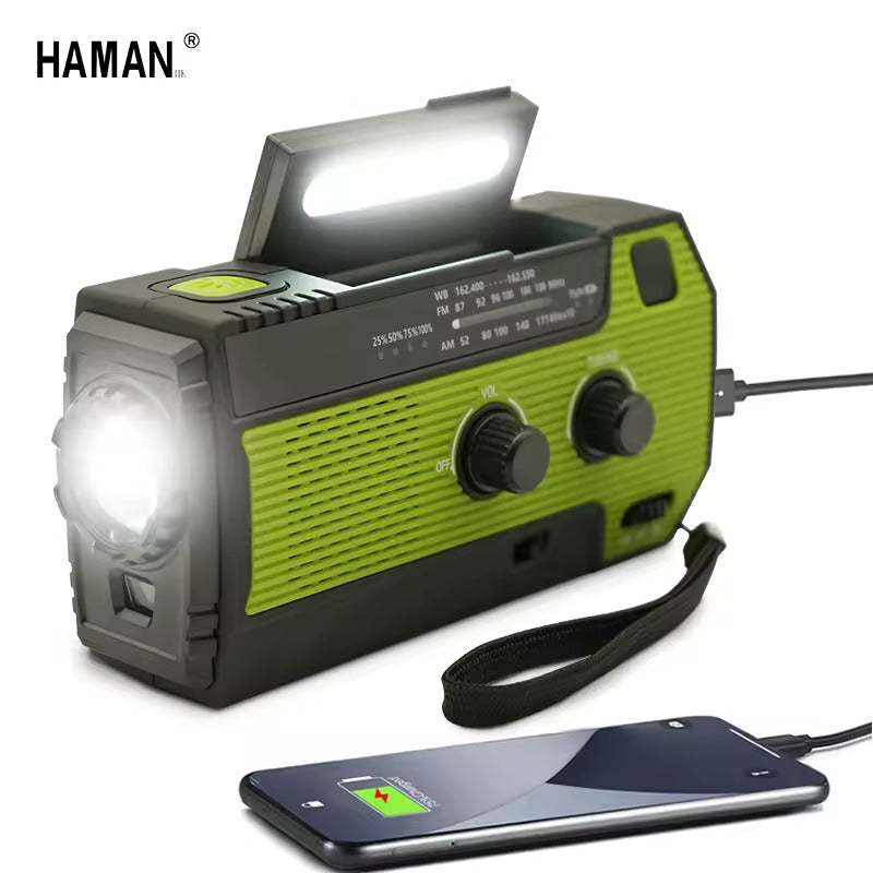 Rádio de emergência 2000/4000mAh com Lanterna e Carregador