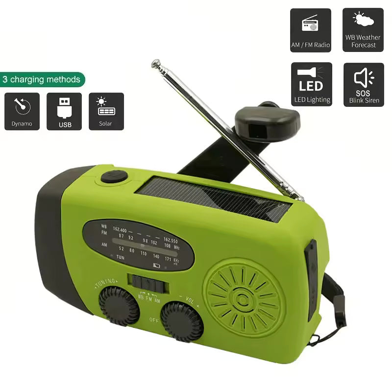 Rádio de emergência 2000/4000mAh com Lanterna e Carregador