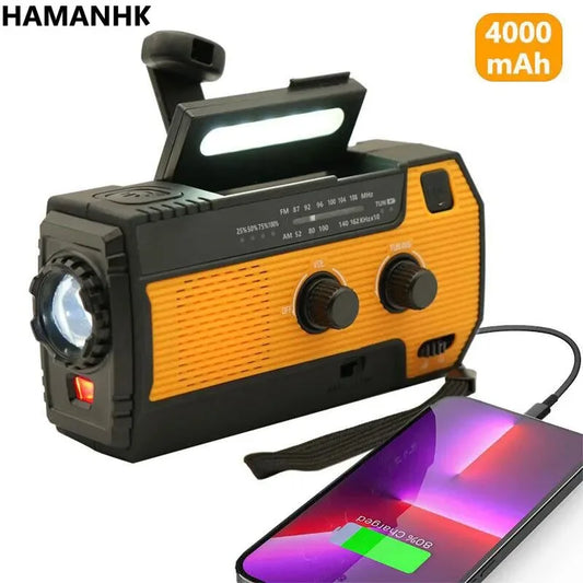 Rádio de emergência 2000/4000mAh com Lanterna e Carregador